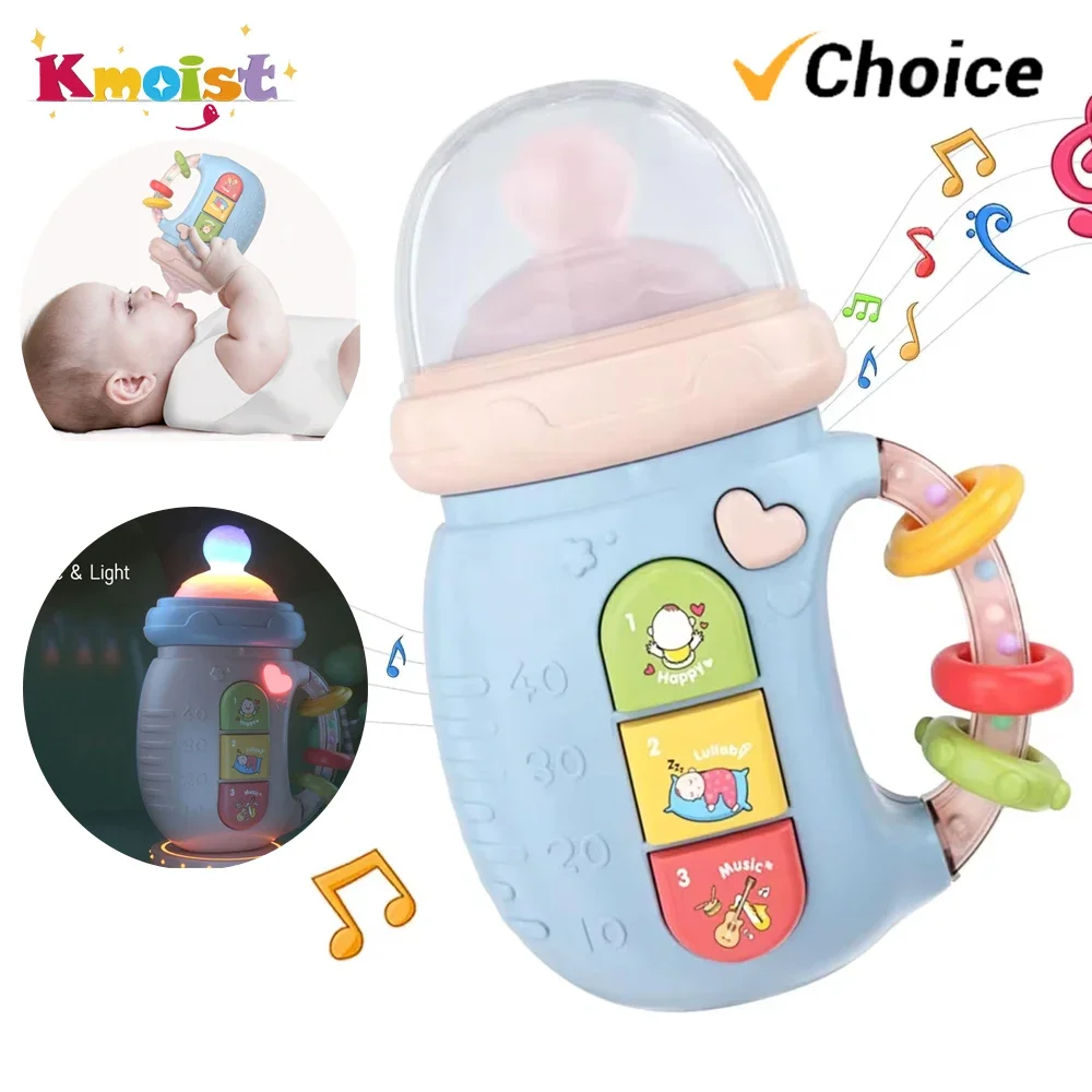 Sonajeros educativos de juguete, biberón Musical, chupete para recién nacido, mordedor de pegamento suave, sonajeros móviles para bebé, juguetes, música Vocal relajante