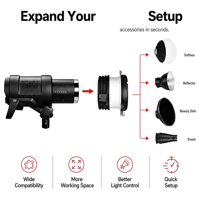 A73E-For Profoto Lights Mount Adapter Ring All-Metal Design For Bowens Conversion Fits Convert For Profoto Studio Lights view 5