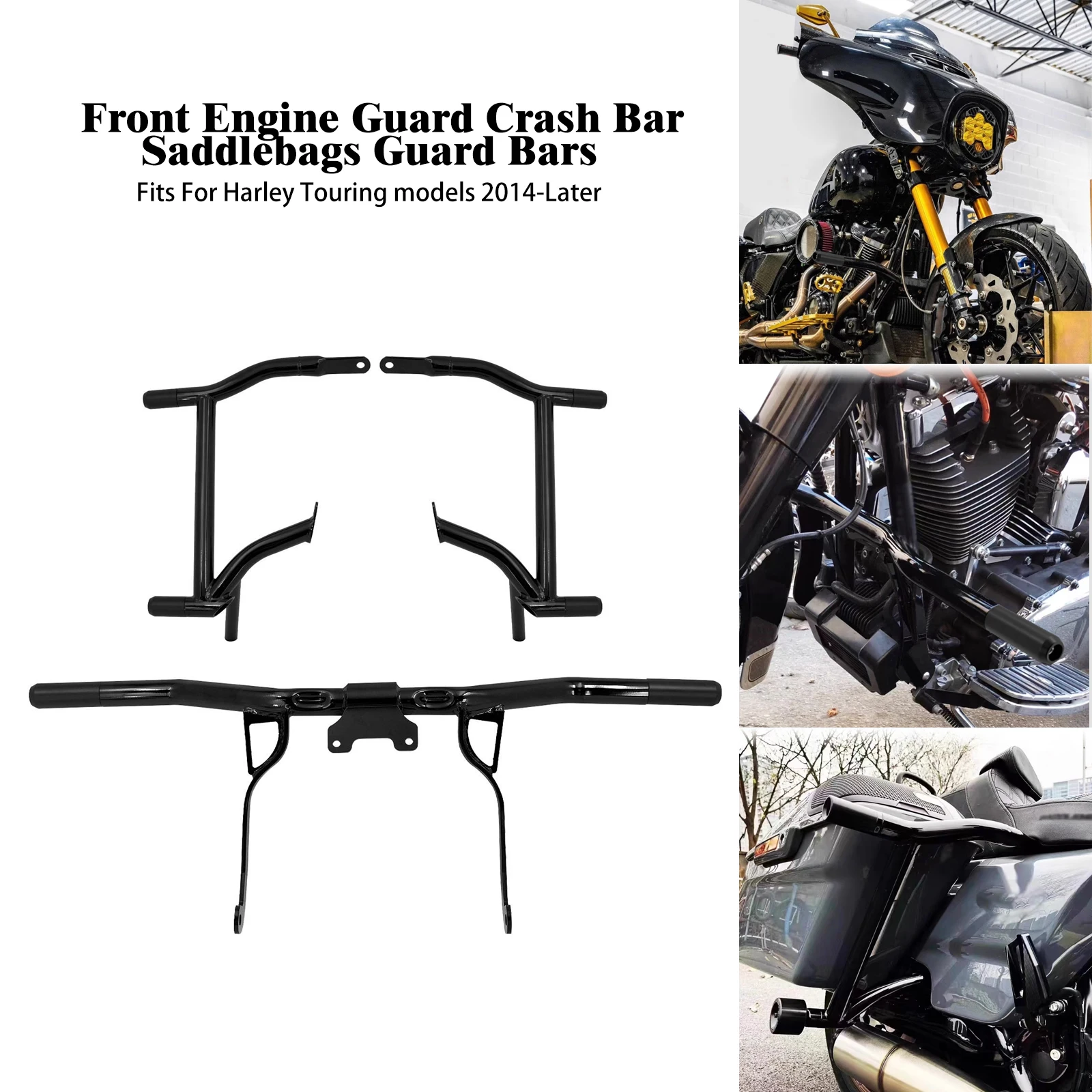 

Motorcycle Saddlebag Guard Rails Front Engine Guard For Harley Touring Road King Road Glide Electra Street Glide Ultra 2014-2024