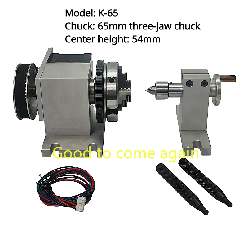 

DIY CNC 4th Axis Rotary Axis 65mm 3 Jaw Chuck And Activity Tailstock for CNC Engraving Milling Machine 54mm Center Height