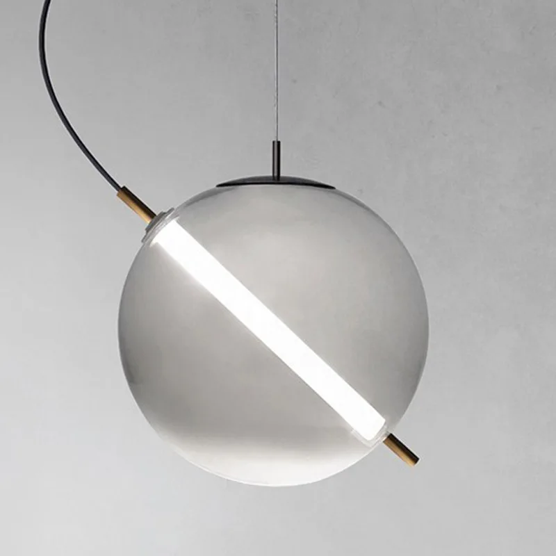 

Creative LED Pendant Light Dining Room Island Smoky Gray Glass Hanging Lamp Bedroom Restaurant Bar Deco Modern Nordic Fixtures