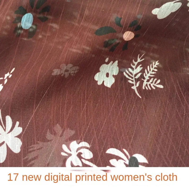 145 Cm Wide Digital Printing Fabric Summer Shirt Dress Chiffon Fabric Meter Plant Printing Fabric Wholesale Cloth