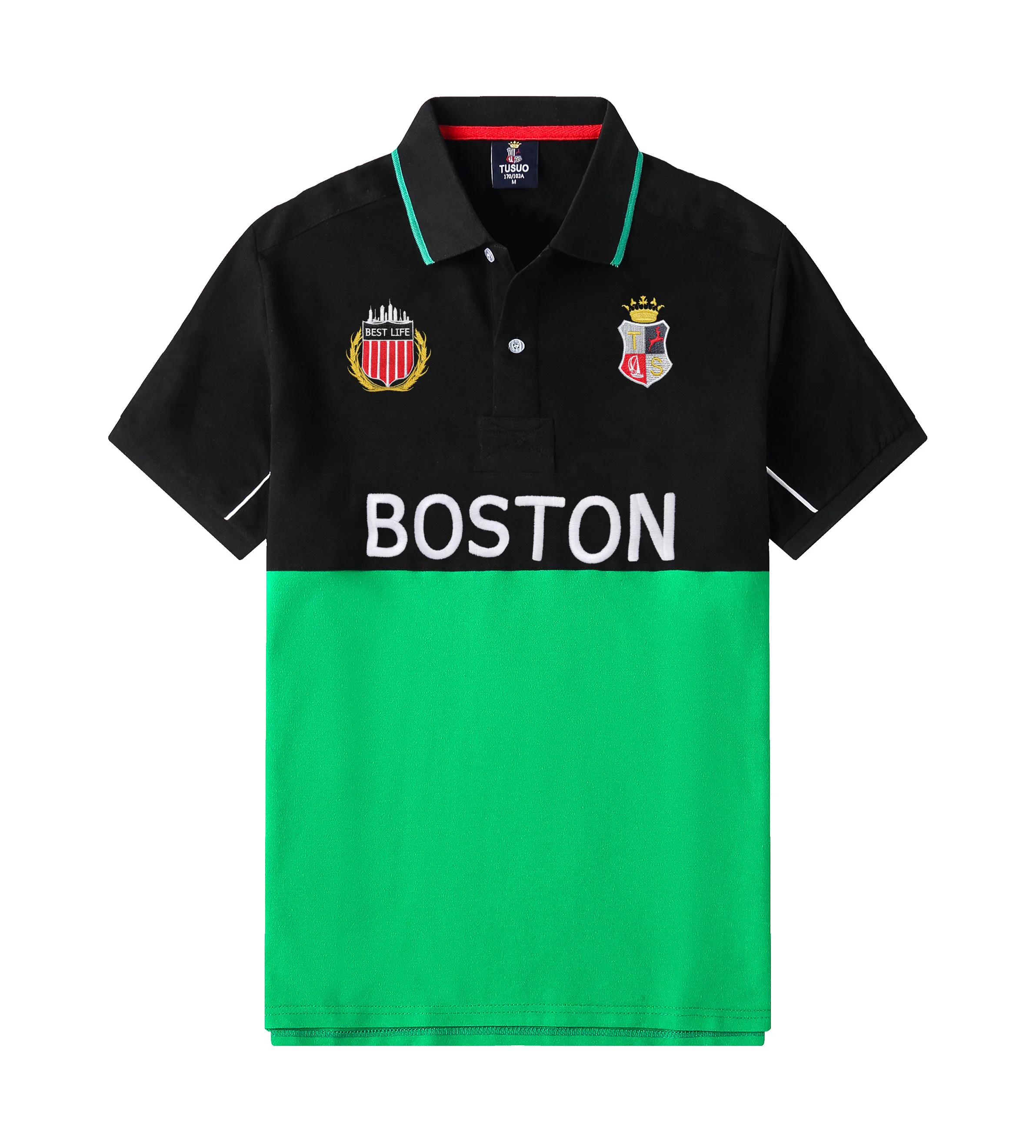 

New Classic BOSTON Men's Polo Shirt Breathable Fashion Collar T Shirts for Men Plus US Size 4XL 5XL 6XL 7XL Male Summer Clothing
