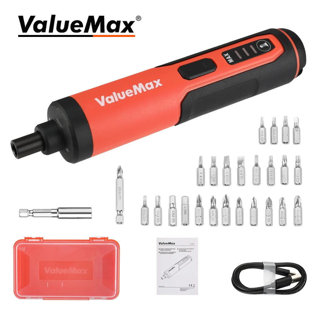 ValueMax 3.6V Mini Cordless Screwdriver USB Charging Electric Screwdriver Magnetic Screw Driver Multifunction Bits Powl Tool