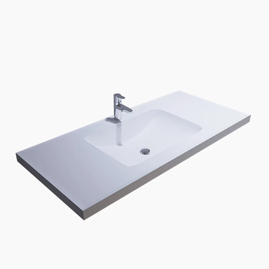 4.0 Hotel simple wash basin seamless artificial stone integrated basin toilet bathroom cabinet acrylic washbasin