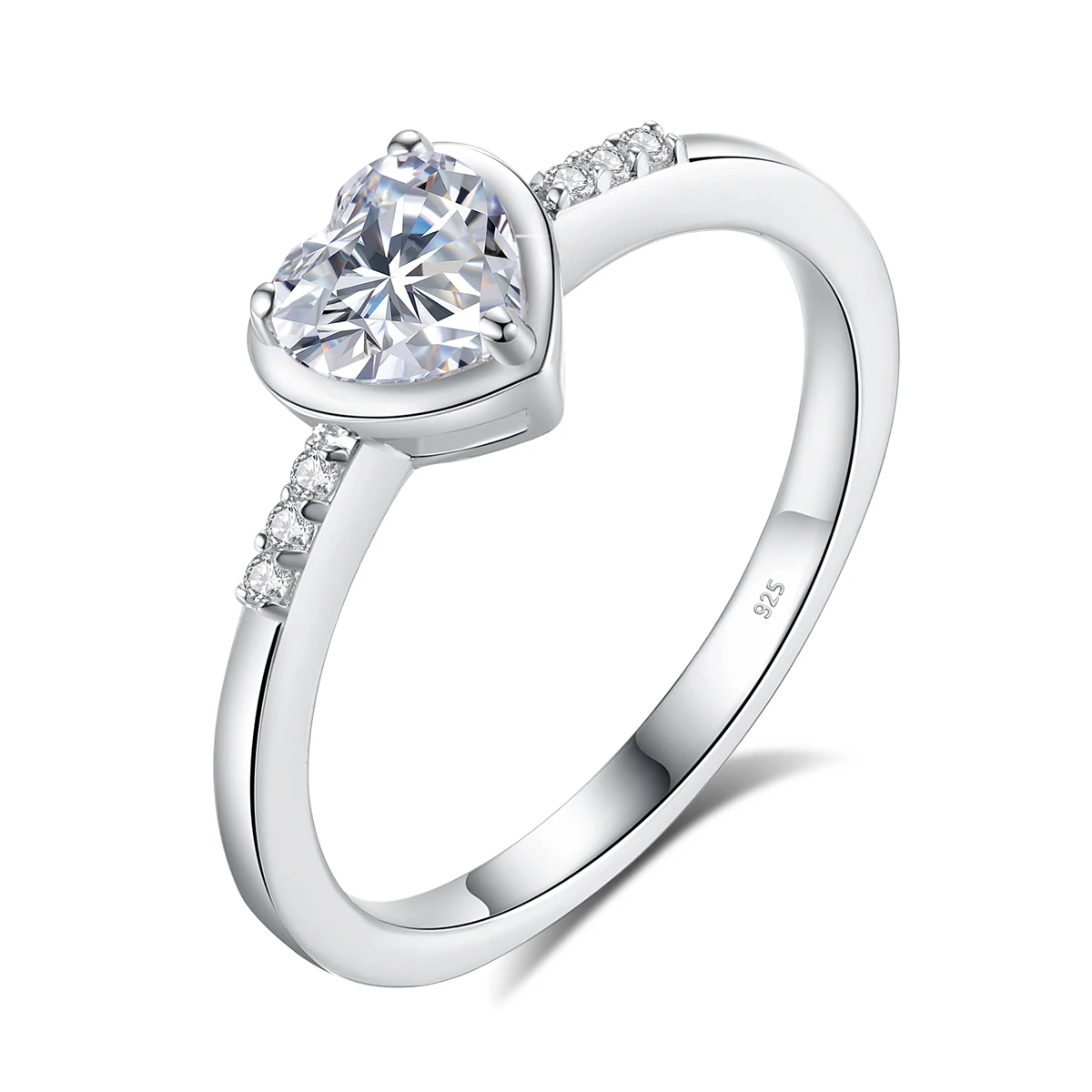Valentinstagsgeschenk Herzförmiger Moissanit-Ring mit Zertifikat Massives 925er Silber Hochzeit Ewigkeit Einzigartiger Schmuck für Frauen im Angebot – Detail 6