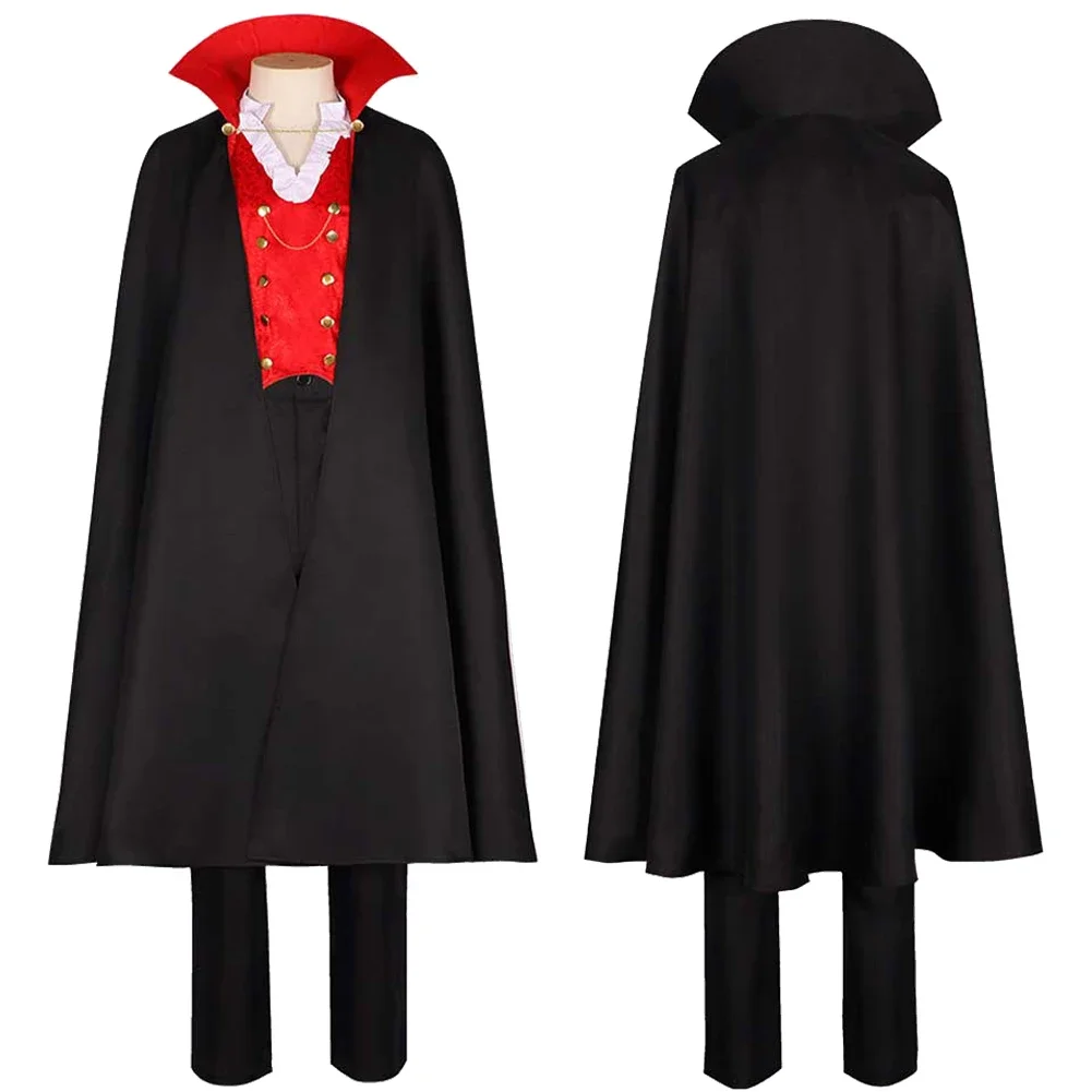 Vampire Cosplay Fantasy Stand Collar Shirt Black Cloak Horror Movie Costume Disguise Adult Men Cosplay Roleplay Fantasia Outfits