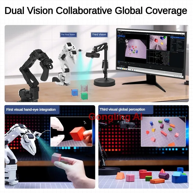 Geassembleerde SO-ARM101 Kit (Pro) 6 Dof Robotarm met geïntegreerde AI visuele herkenning voor LeRobot Hugging Face projecten