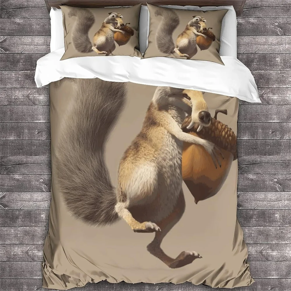 طقم سرير بطباعة ثلاثية الأبعاد على شكل عصر الجليد، غطاء لحاف، طقم سرير لحاف، غطاء وسادة، مقاس كينج كوين توأم للأولاد والبنات والكبار