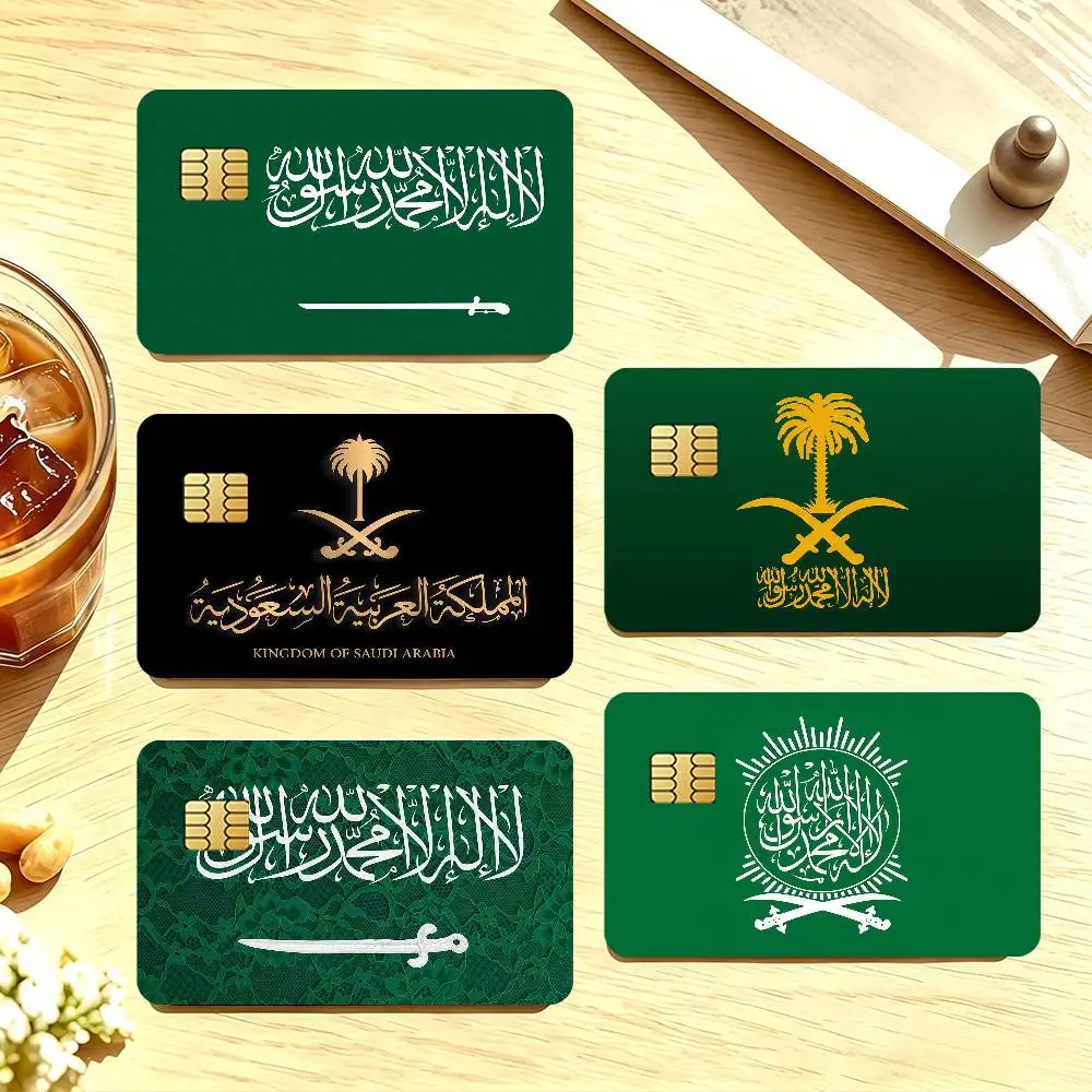 Saudi Arabia Flag Credit Card Stickers For Bank Card Bus Metro Cards Waterproof Anti-Scratch Gift 4PCS