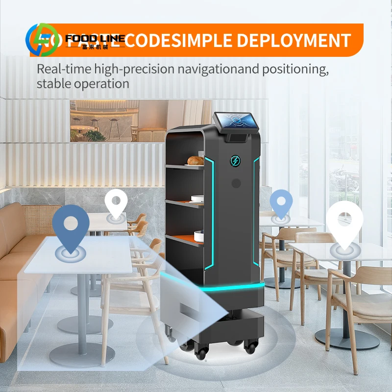 Customized Catering Hotel Food Delivery Robot Android 5.1 7-inch Screen 15 Hours Battery Life  Food Delivery Robot