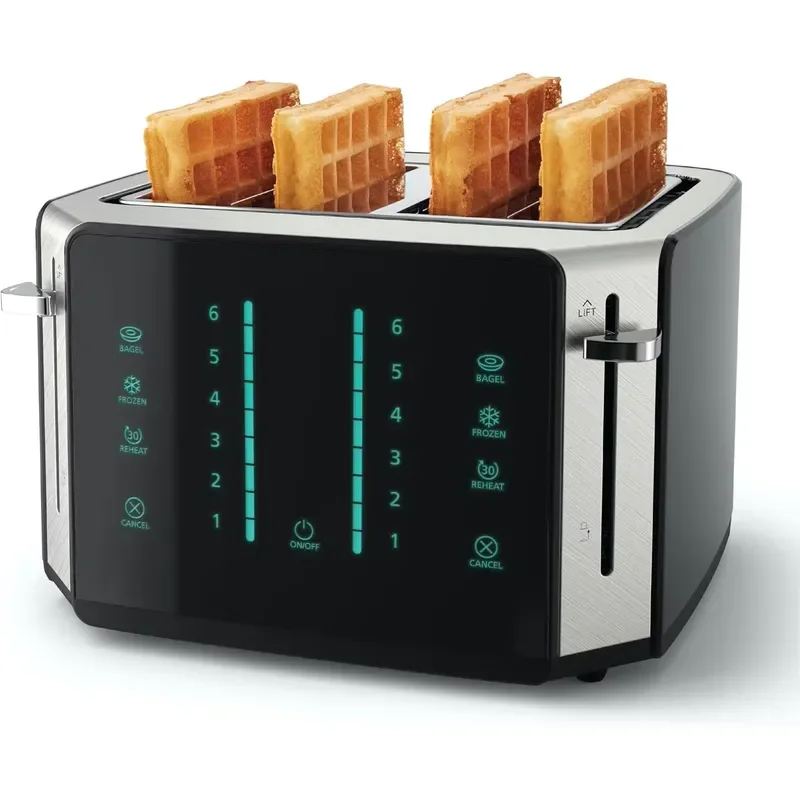 2/4-Slice Stainless Steel Digital Touchscreen Toaster Quick-Check Lever Digital Countdown Timer Removable Crumb Tray