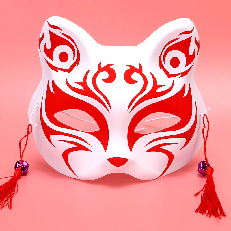 

1 Pcs Fox Mask Cartoon Half Face Demon Slayer Masquerade Hand-Painted Japanese Cosplay Anime Foxes Mask Party Props