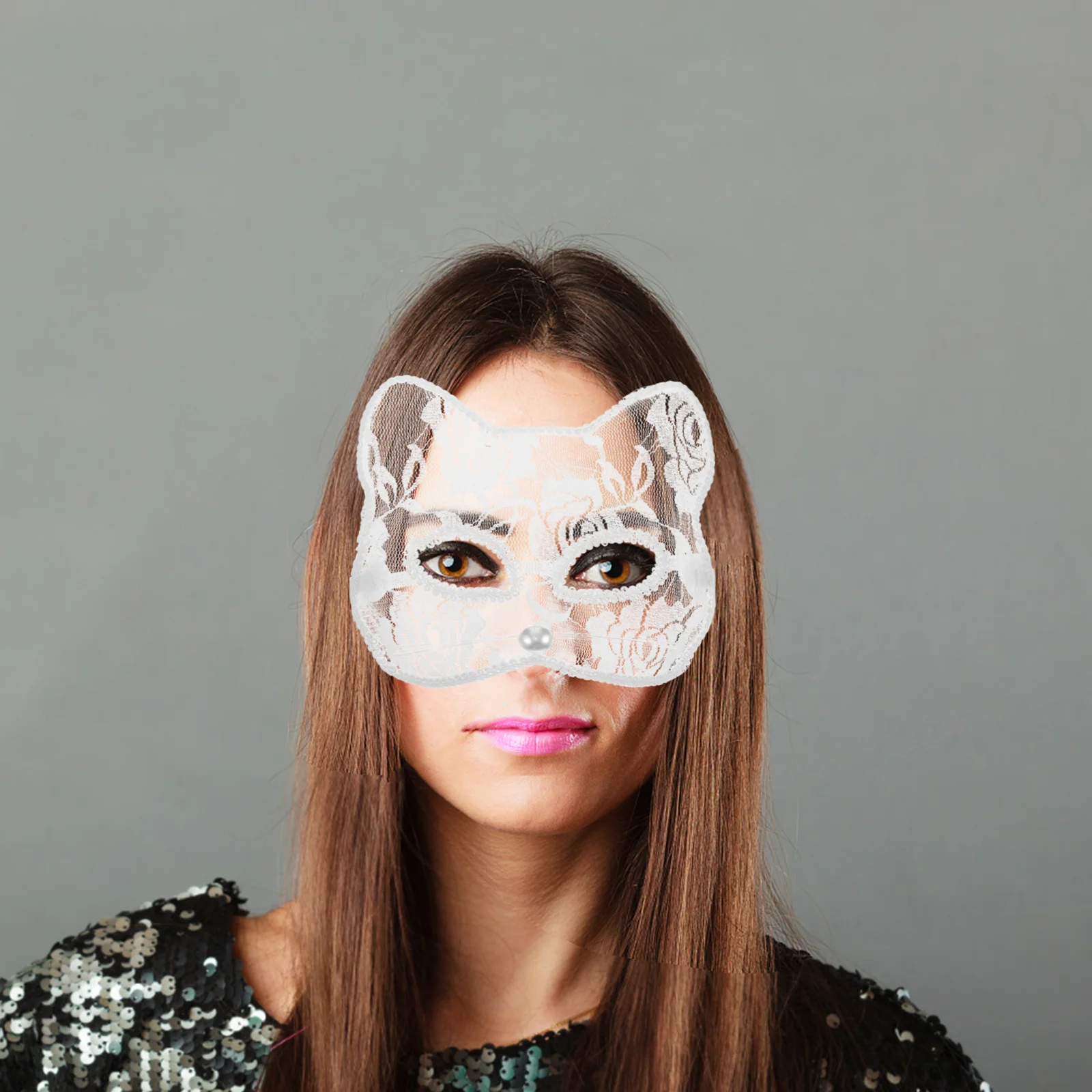 

Elegant Halloween Lace Fox Mask Cat Masquerade Party Prop Intricate Lace Mask for Women Cat Masquerade Masks Party Face Masks