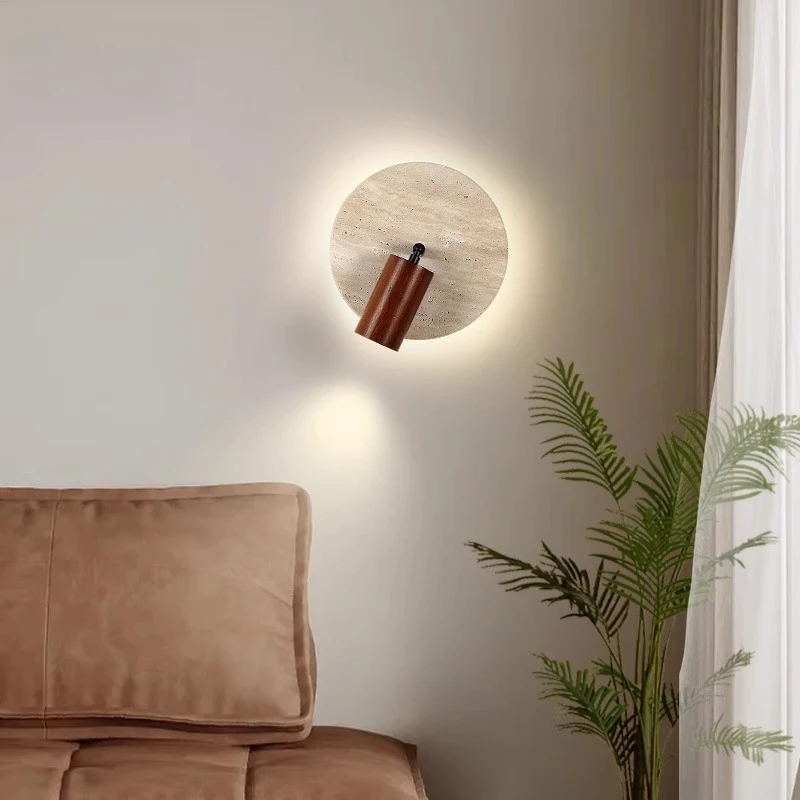 Retro Creative Bedside LED Wall Light Natural Yellow Cave Stone Wall Light with Cable Switch Bedroom Study Atmosphere Lighting