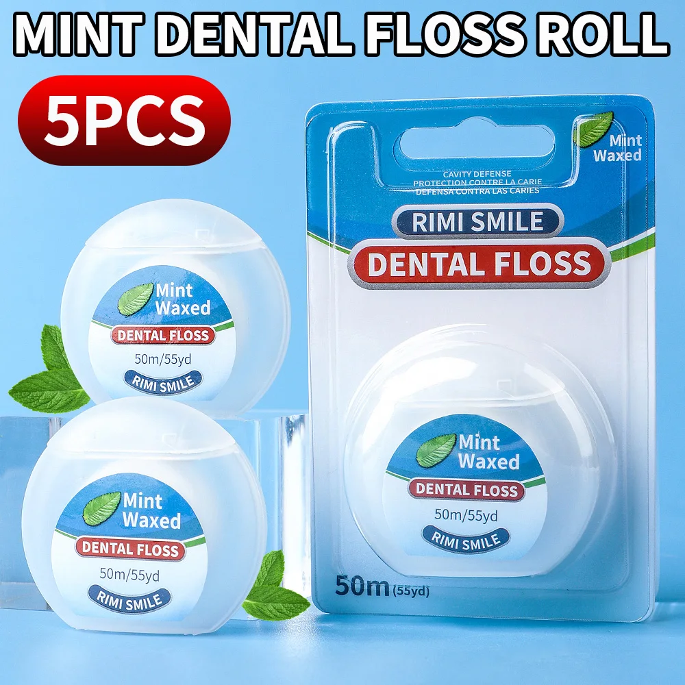 

RIMI SMILE-5PCS - Ультратонкая зубная нить с мятным вкусом в рулоне - незаменимое средство для ежедневной и наружной чистки межзубных промежутков.