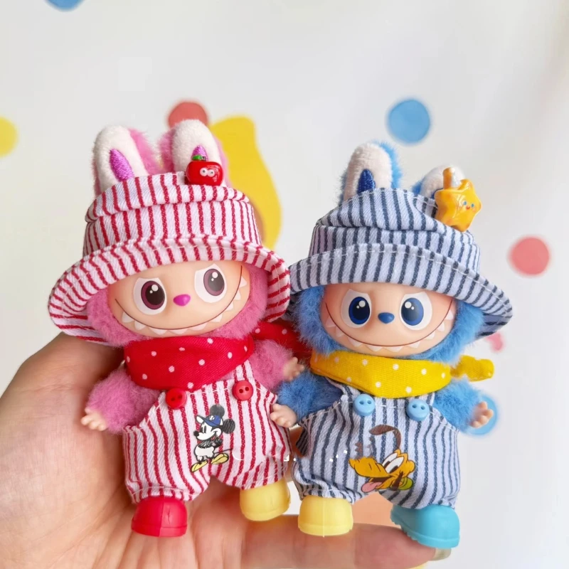 Voor Labubu 4.0 De Monsters Pin voor Overalls Kleding voor Labubu V4 Kleding Liefde Serie Pop Outfit Visser Hoed Onderdelen