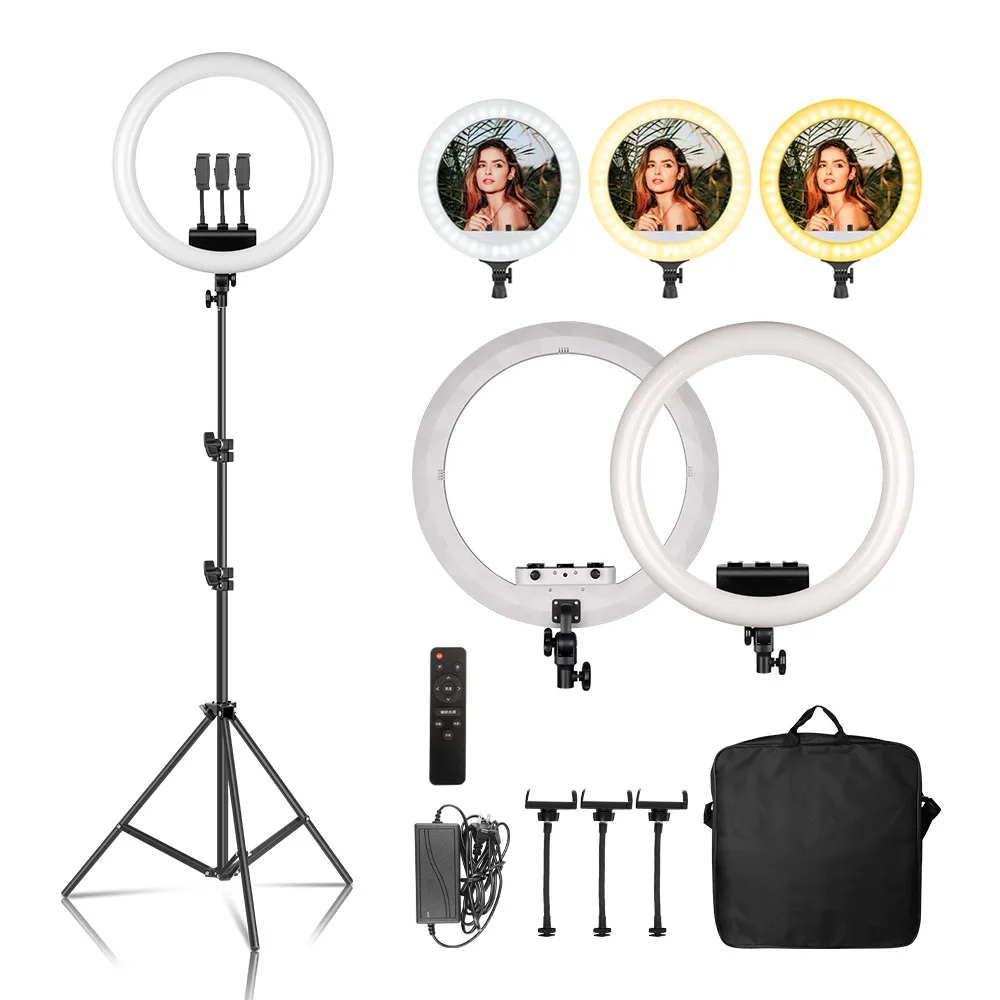 

18 inch Ring Light LED Large Selfie Video Remote Control Tripod Stand Phone Clip YouTube Live Lighting Photo Photography Studio