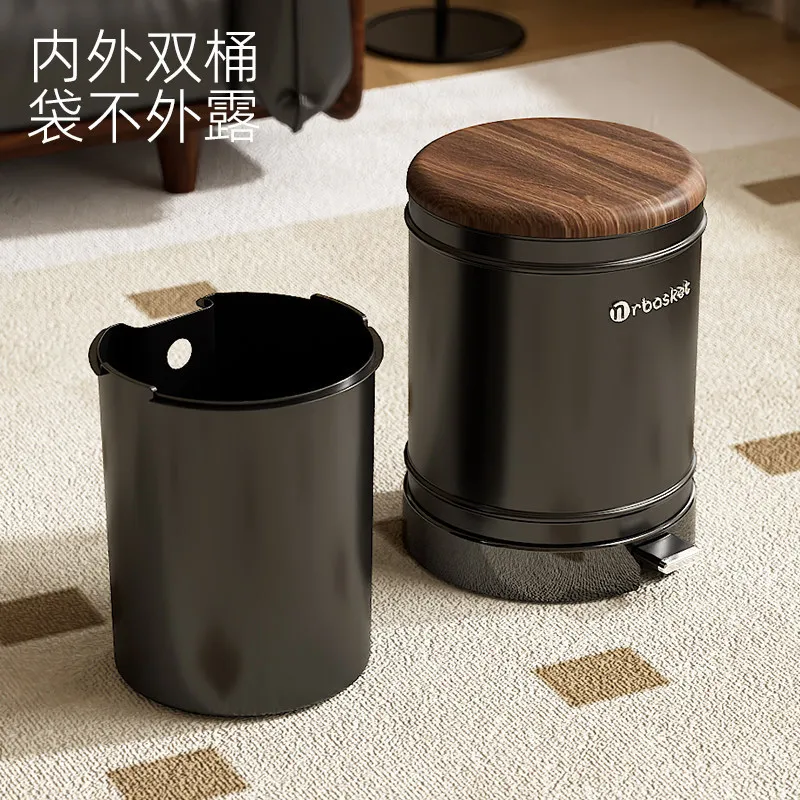 Trash can household large-capacity flip cover foot-stepping paper can medium antique high-value foot pedal with cover living
