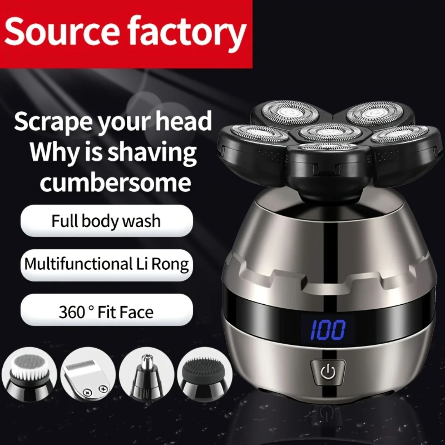 Waterproof Floating Head Shaver for Bald Men - Ultimate Grooming Kit