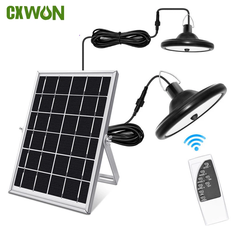 Double Head Solar Pendant Light Outdoor Indoor PIR Motion Sensor Solar Lamp Dimmable Garage Yard Patio Garden Solar Shed Light