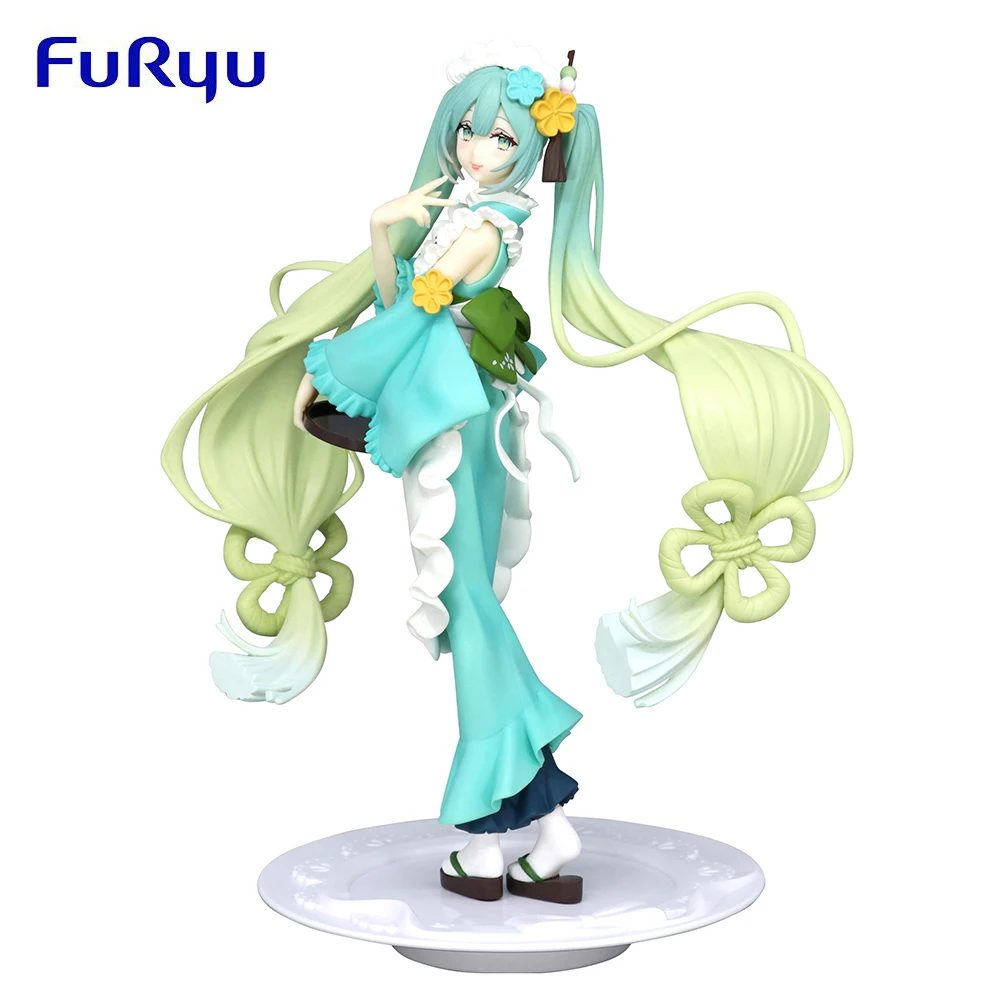 In Stock Original FuRyu Vocaloid Hatsune Miku Matcha ice cream with mint flavor PVC Anime Figure Action Figures Model Toys