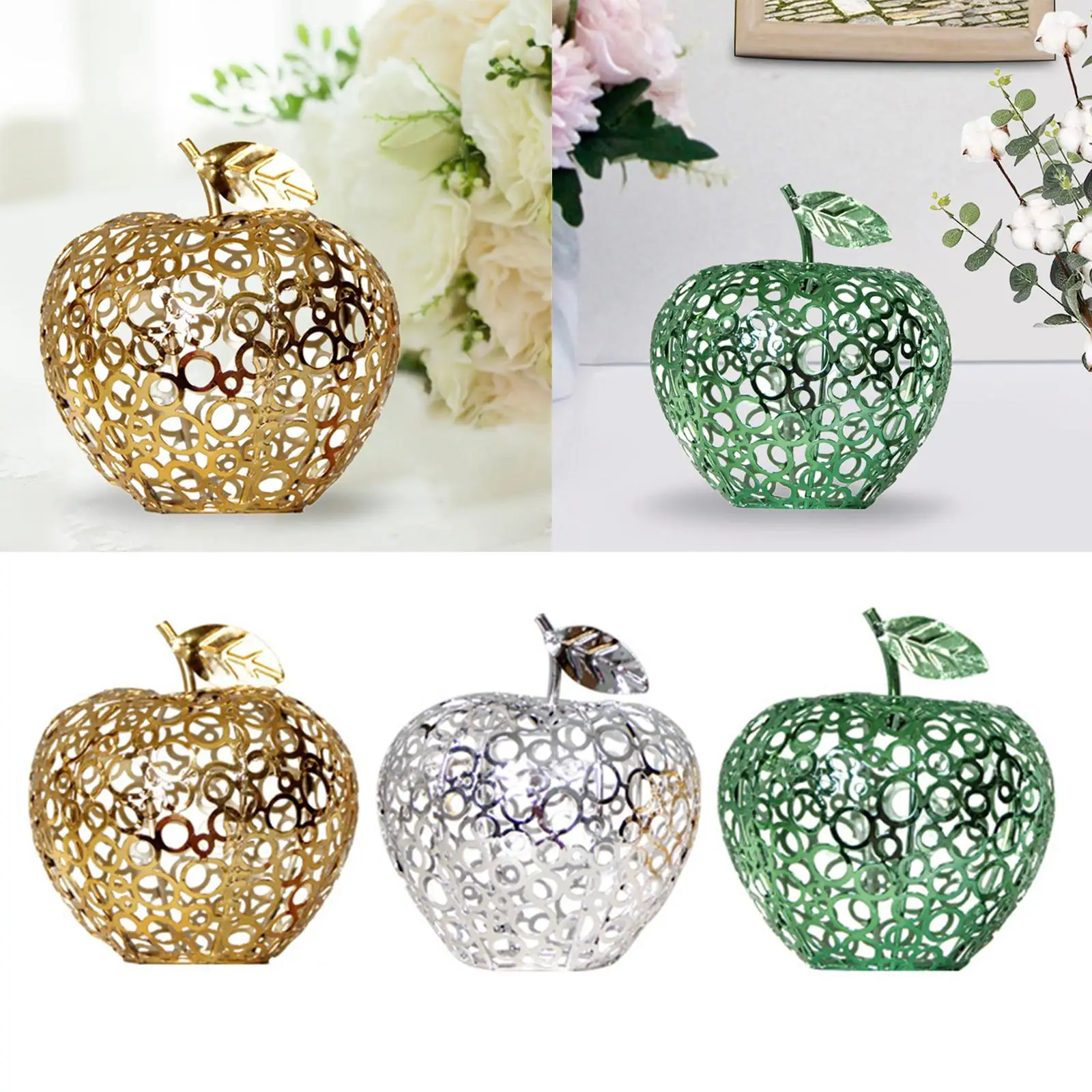 Nordic Apple Figurine Fruit Statue Crafts Sculpture Art Collectibles Ornament Metal for Living Room Kitchen Desktop Home Decor