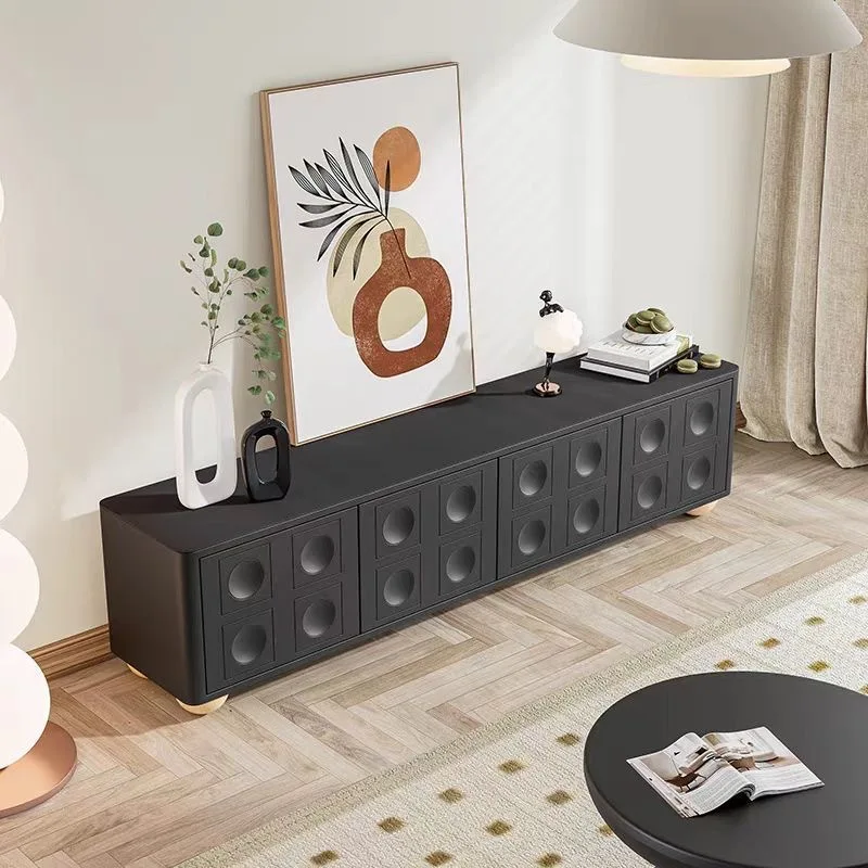 New premium cream French TV cabinet minimalist integrated TV cabinet storage Internet celebrity floor retro TV cabinet