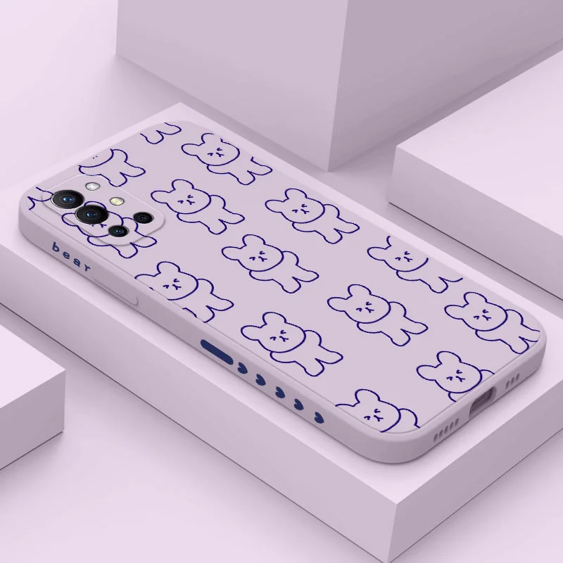 

Line Bear Rabbit Phone Case For Oneplus 9R 9RT 9 8T 8 7 7T Pro Liquid Silicone Cover