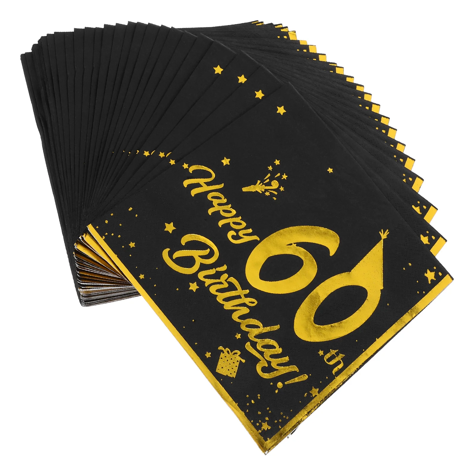 40 pçs 60th aniversário guardanapos folha de ouro elegante papel descartável decorações de festa macio grosso absorvente grandes guardanapos de jantar