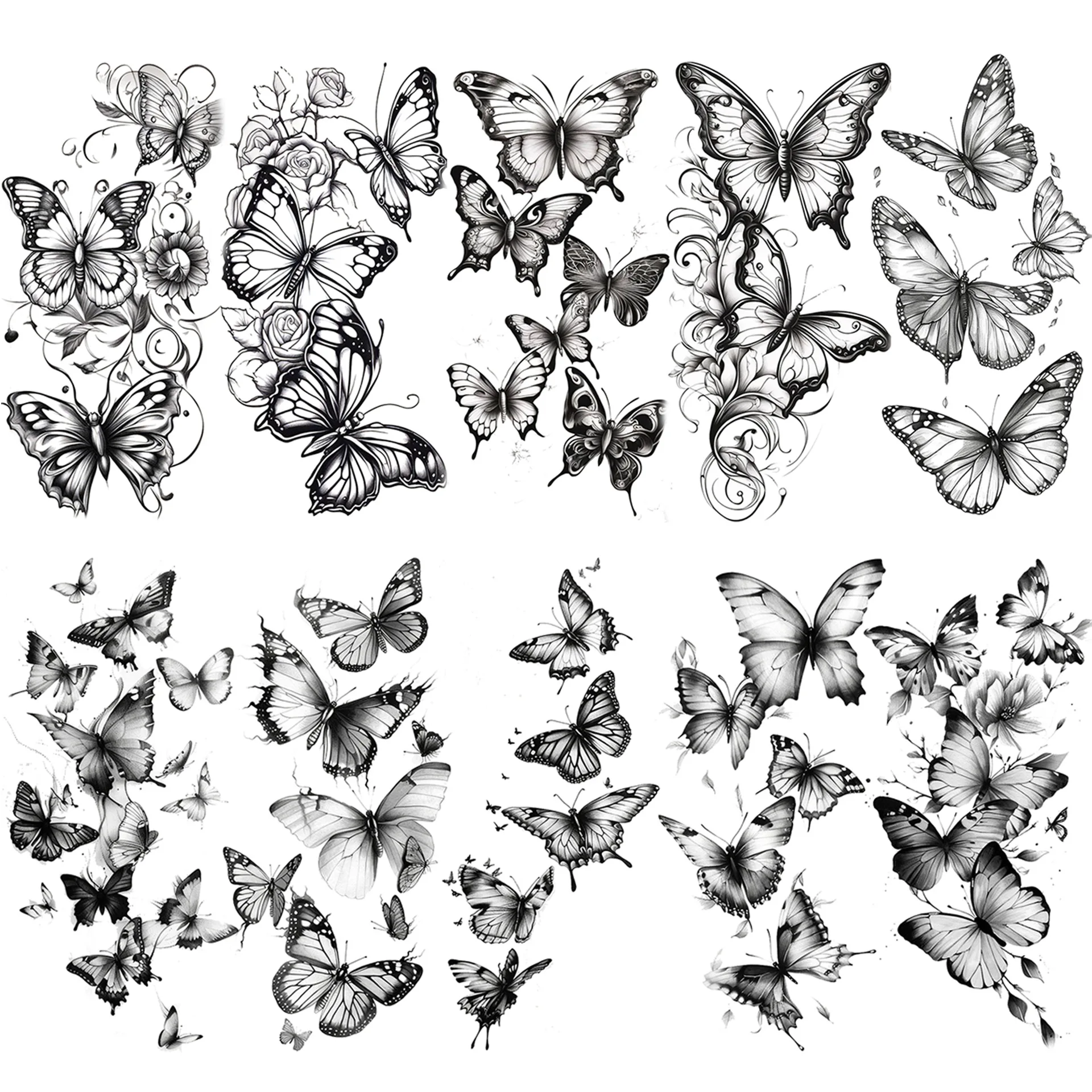Niche High End Butterfly Tattoo Stickers Waterproof Durable Fade Resistant Non Toxic Skin Safe for Arm Leg Calf