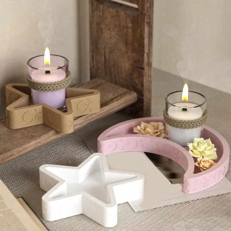  Flexible Sturdy Silicone Form for Crafting Unique Star and Moon Designs Home Storage Tray Solution Organization