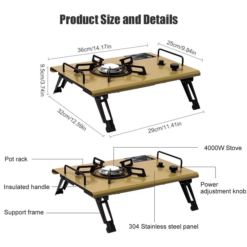 WESTTUNE IGT Gas Stove Burner Strong Fire Heater Furnace Portable Outdoor 4000W High Power Stainless Steel Camping Table Stove
