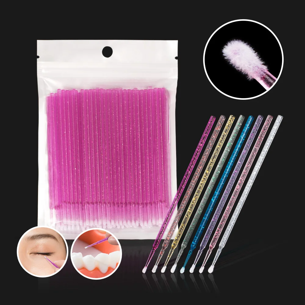 Nano cotton swab new style 100 PCS Disposable Makeup Cotton Swab  Individual lash Applicators Mascara Brushes Eyelash Extension