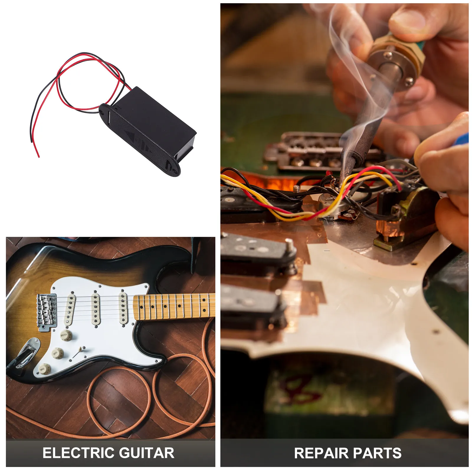 9 V Durable Battery Holder Case Black Bass Pickup Electric Guitar with Long Cable