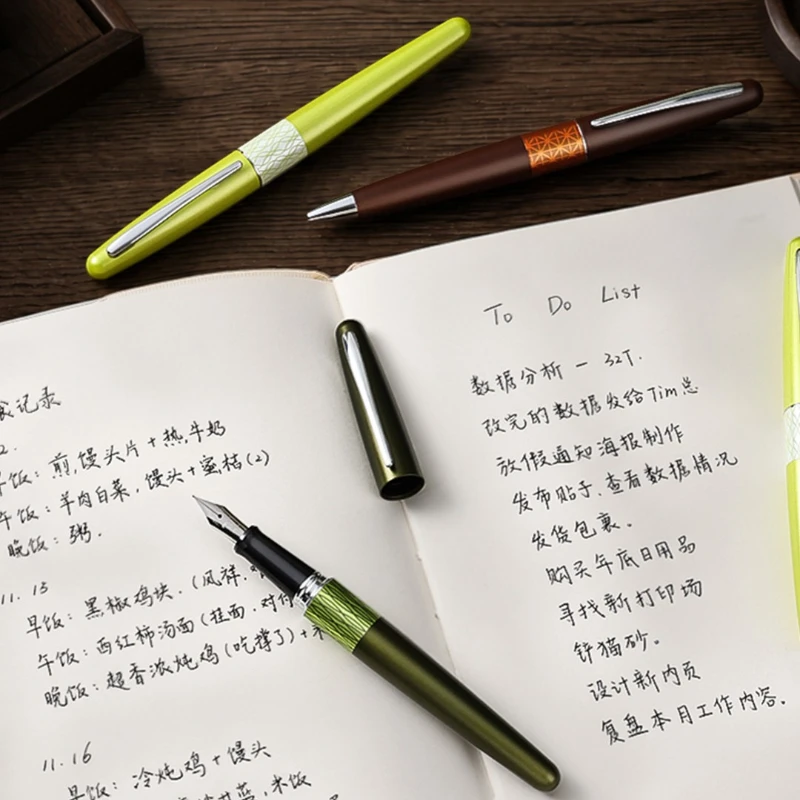 Japan PILOT Tea 88G Fountain Pen&Ball Pen Brass Pen Holder Writing Signature Office pluma Green Japanese Ballpoint Pens Writing