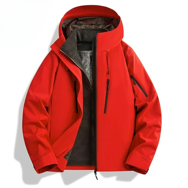 شعبية 3 في 1 سترة الرجال الشتاء الحرارية اصطف قطعتين مجموعة يندبروف السترات تسلق الجبال المشي لمسافات طويلة السفر معطف رياضي