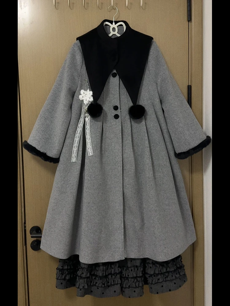 ay Wollen Jas Dames Oulder Wrap Winter 2025, Nieuwe Losse Middellange Jas Warm Schattig Sle Polyestervezel Lang Sve