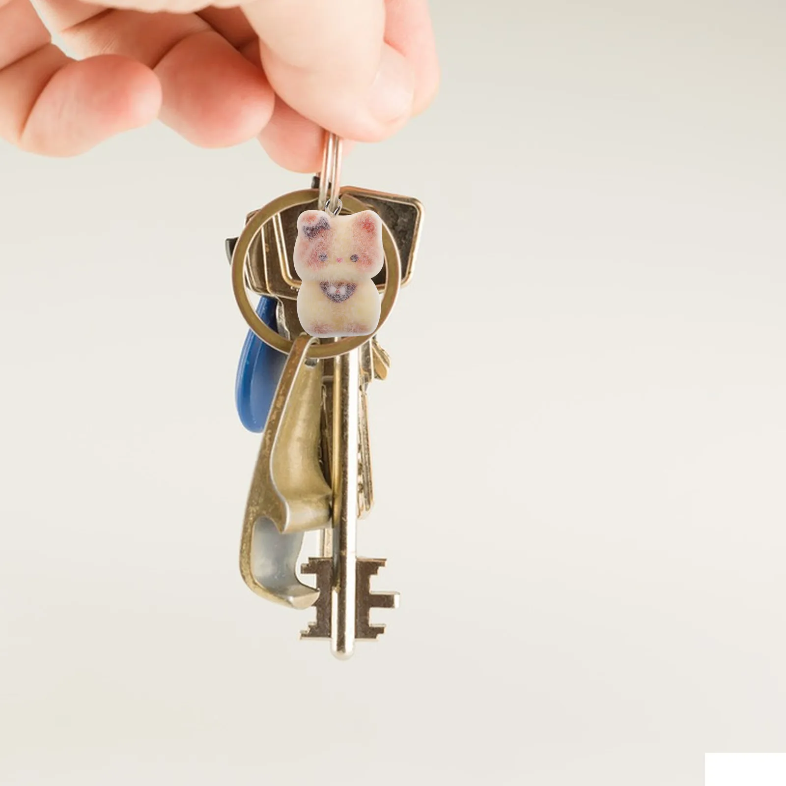 12Pcs Cute Cat Keychain For Phone Chain Accessories Christmas Stocking Fillers Coffee Resin Charm Soft Texture