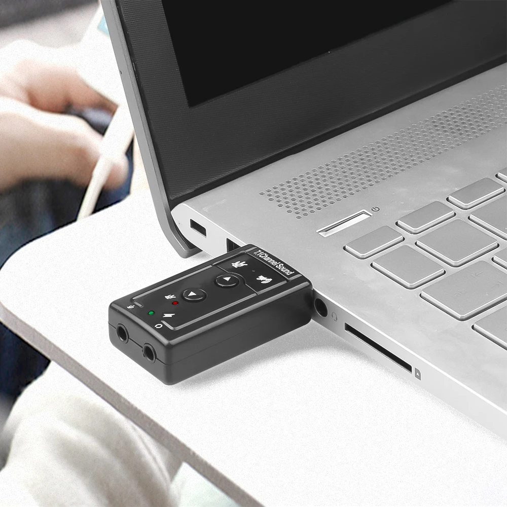1PC Mini ภายนอก USB 2.0 การ์ดเสียง 7.1 ช่อง 3D Virtual 12Mbps Audio Mic ลําโพงอะแดปเตอร์สําหรับ PC Desktop Notebook