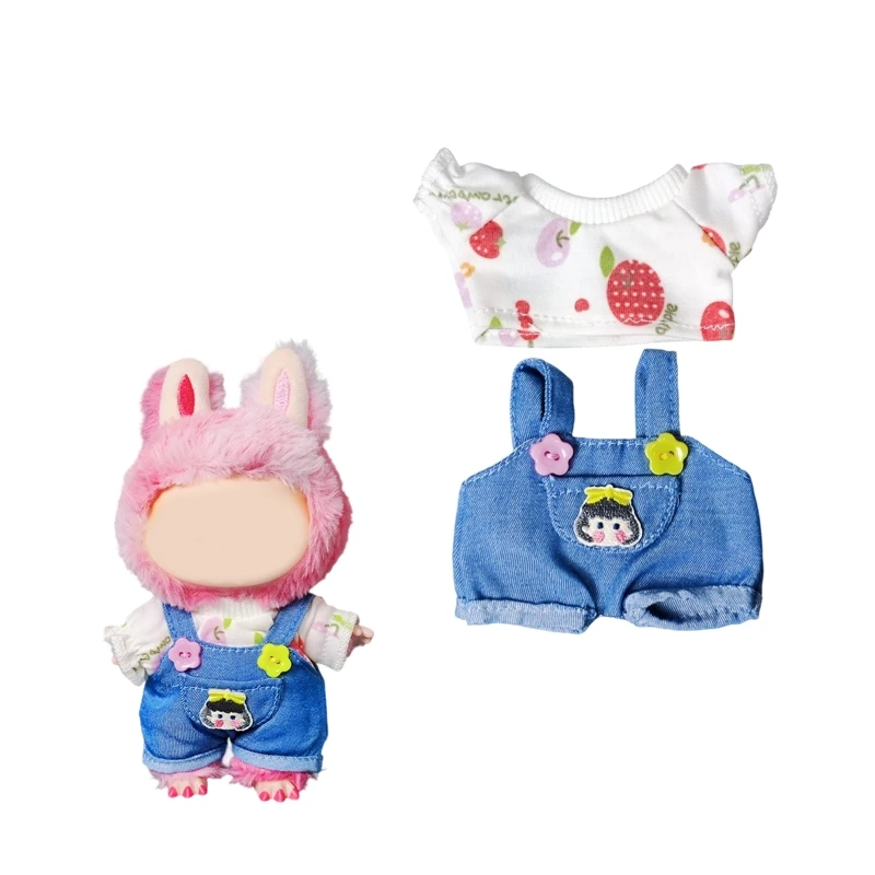

Mini Plush Doll'S Clothes Outfit Accessories for Korea Kpop Exo 15-17cm Labubu Idol Overalls Set Clothing Gift