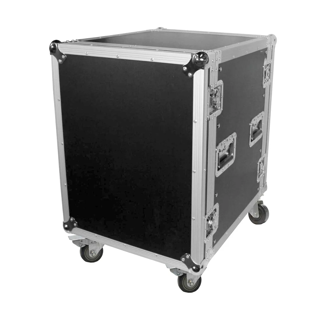 14U Amp Rack, 24 Inch Depth Aluminum ATA Flight Case, Shockproof Waterproof Tool Case with Wheels, Equipment Delivery Case