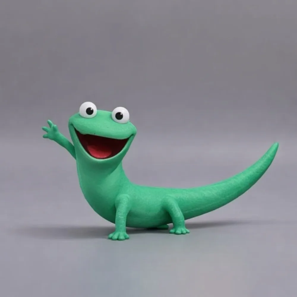 Cute Green Lizard Ornament, Big-Eyed Cartoon Gecko Statue, Desktop Decoration