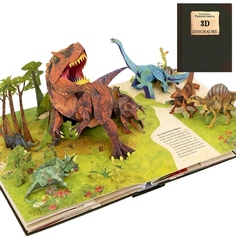 3D Encyclopedia Prehistorica Dinosaurs Marine Organism Folding Pop-Up Book Diverse Species Guide Gift 2024