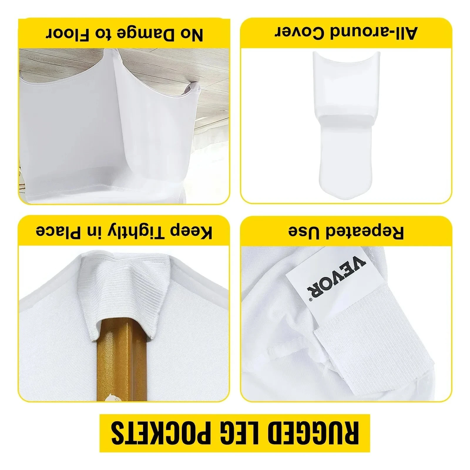Elastic Spandex Folding Chair Cover Set‑100Pcs | Stretchable Decor Chair Sleeves, Removable Seat Decoration Protectors for Wedding Ceremonies, Banquet Halls, Parties & Large Event Occasions
