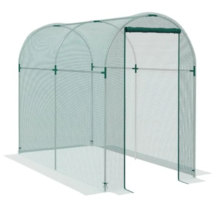 

Garden fruit cage tent with zippered door galvanized steel frame green mesh netting durable weather-resistant plant protection