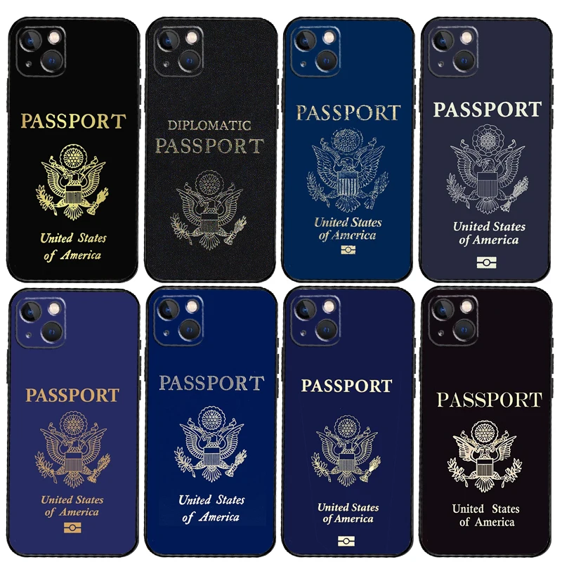 American Passport Case For iPhone 14 15 16 Pro Max 11 12 13 Mini X XR XS Max Plus Phone Back Cover