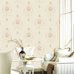 American Pastoral Non-Woven Wallpaper 3D Three-Dimensional Background Wall Home Bedroom Living Room Ab Matching Floral Wallpaper