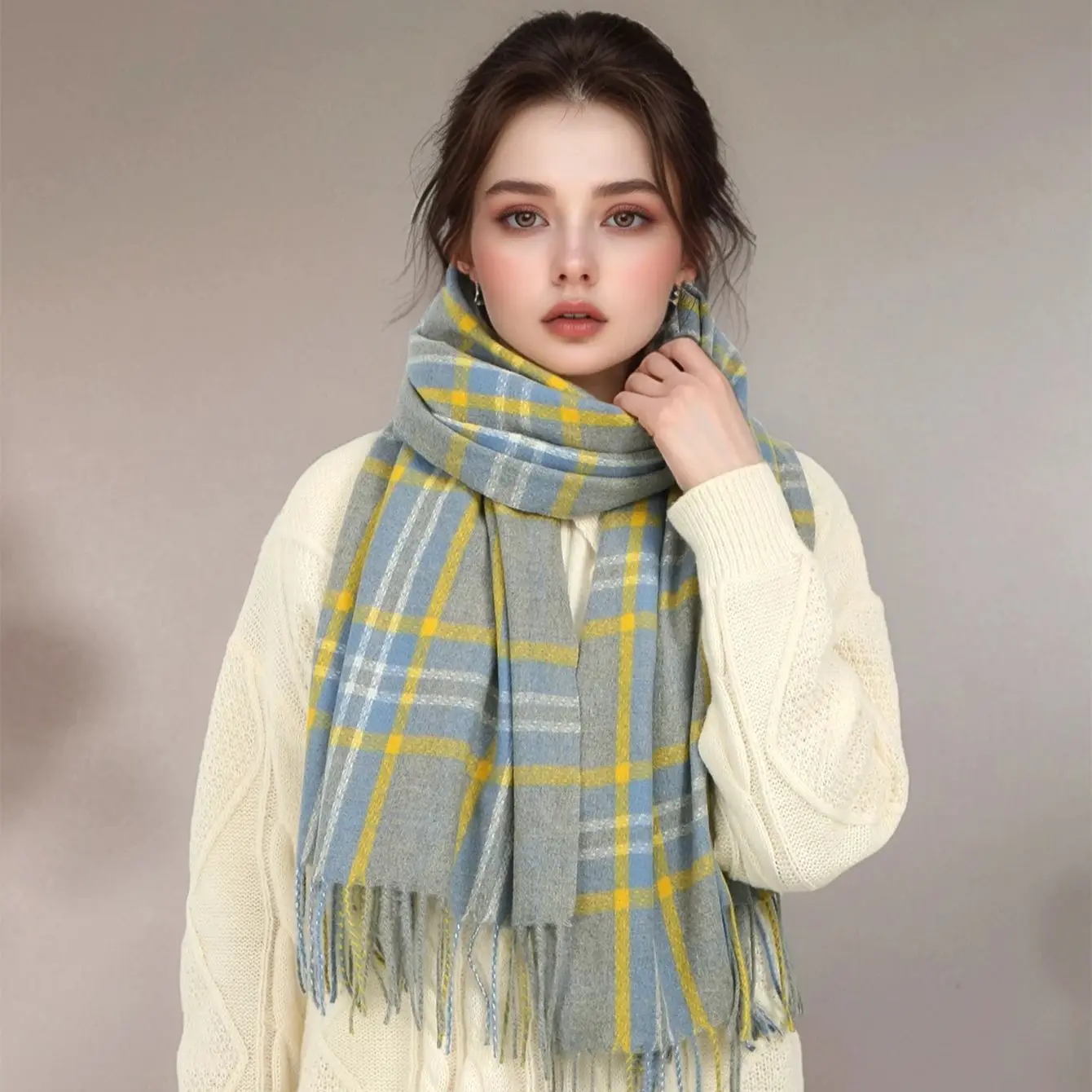 الشتاء منقوشة مطبوعة الكشمير وشاح شال للمرأة رجل الخريف الشتاء الدافئة طويلة شرابة الأوشحة التفاف الصلبة Mulffer 182*66 سنتيمتر