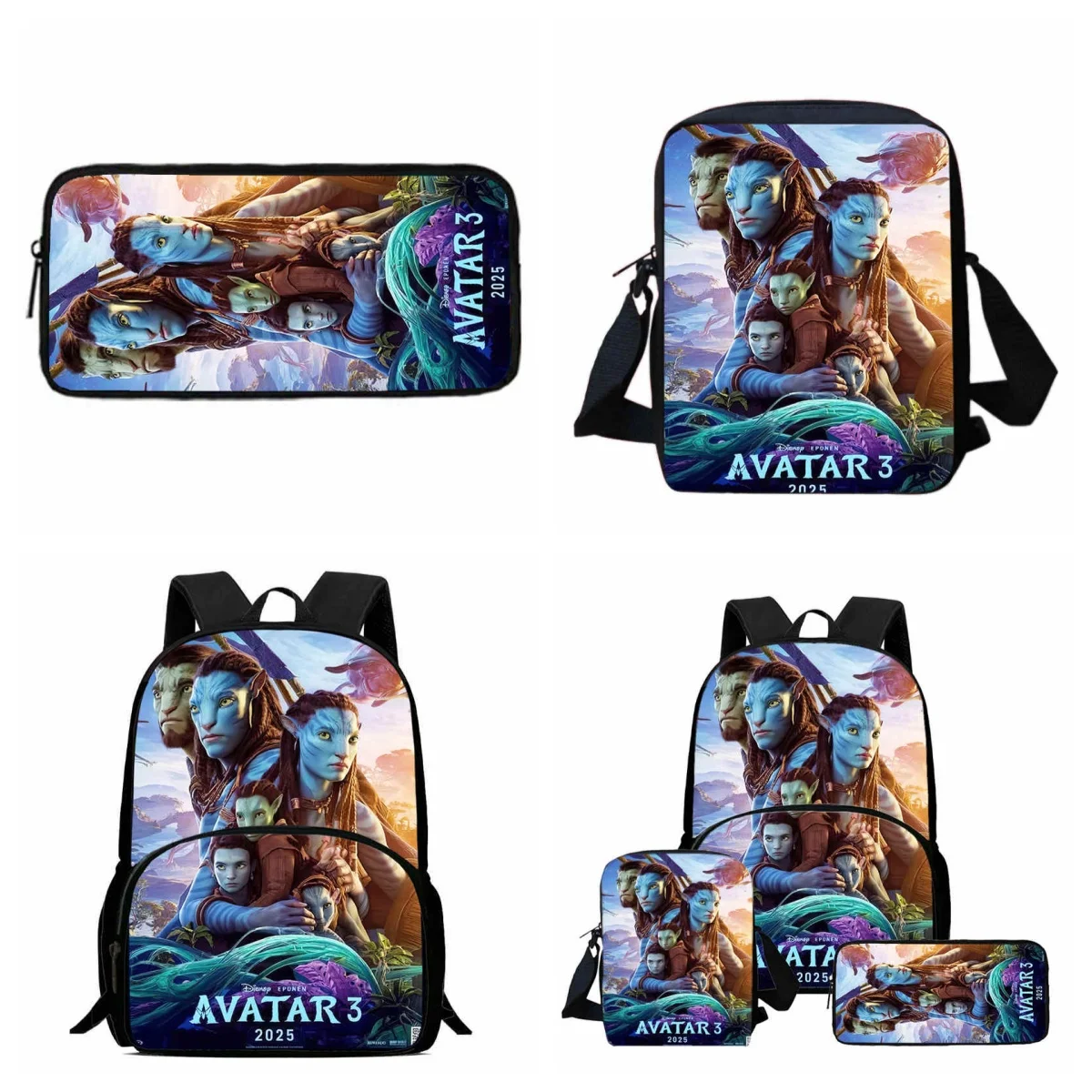 

3Pcs Set School Backpack with Front Pouch,Shoulder Bag ,Pencil Bag for Aged 5-10, Disney AVATAR 3 School Bags for Boy Girl